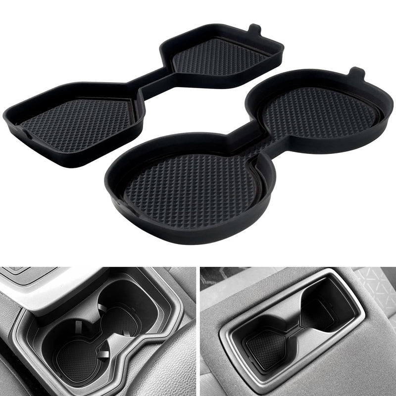 3D Cup Holder Inserts for Toyota RAV4 Accessories 2025 2024 2023 2022 2021 2020 2019 Silicone Cup Coaster Mats Pad Center Console Liner (2Pcs Set, Black Trim)