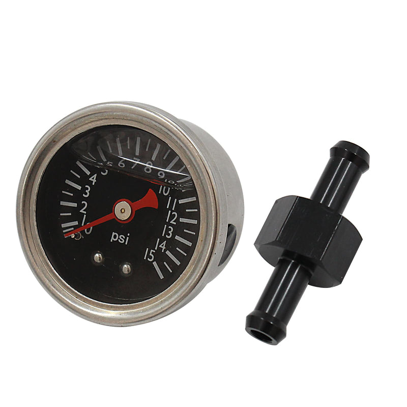 High Performance Brass Junction Block with 0-15 PSI Fuel Pressure Gauge Fittings