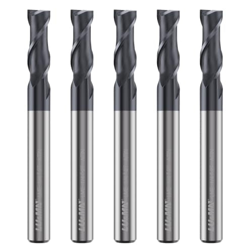 LU&MN Carbide Square End Mill, 2 Flute, 1/4", 5 Piece 1/4 in