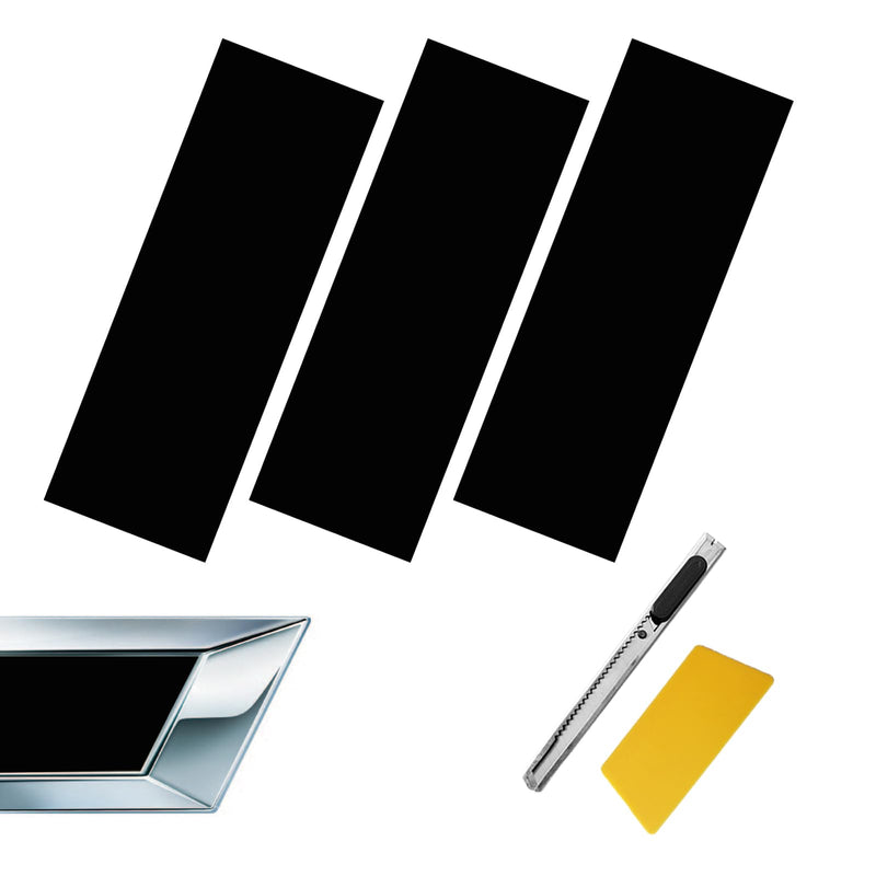 Compatible with 11.8" x 4" 3PCS Chevy Bowtie Emblem Logo Stickers Cut DIY Decals, 3 Pcs Universal Logo Overlay Black