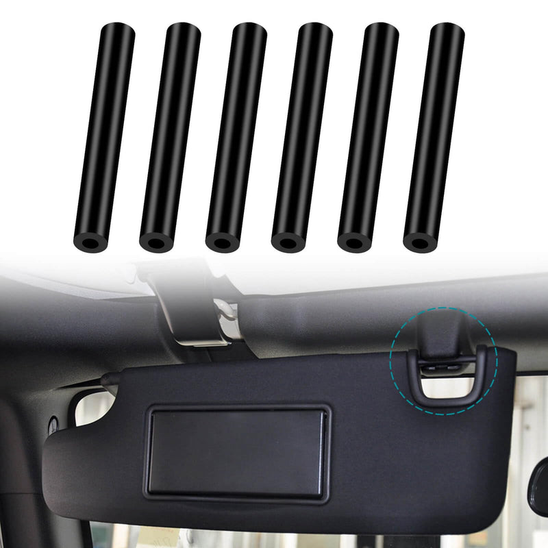 6PCS Sun Visor Repair Kit for Jeep Wrangler JK JKU 2007-2017, Rubber Black Repair Tube for Jeep Wrangler Visors, Driver & Passenger Side Sunvisor