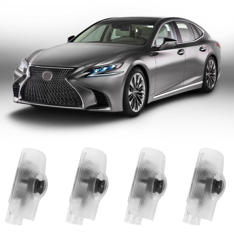 4Pcs Car Door Lights Logo Projector Compatible with LS/ES/is/LX/RX/GS/GX/RC/UX Car Accessories, No Fade HD LED Car Welcome Projector Lights, 3D Ghost Shadow Light 4Pcs Pure White