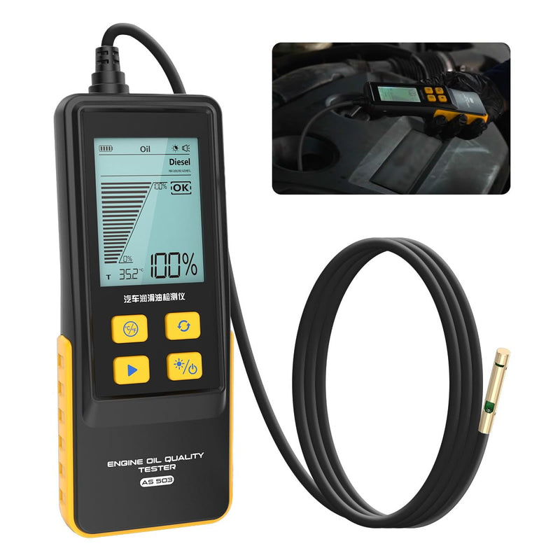 Engine Oil Tester Gasoline & Diesel Engine Oil Quality Tester Analyzer Detector High-precision Car Engine Oil Diagnostic Tool with 800MM Flexible Probe,Identifier&Sound Prompt, 2.8in Backlight Display