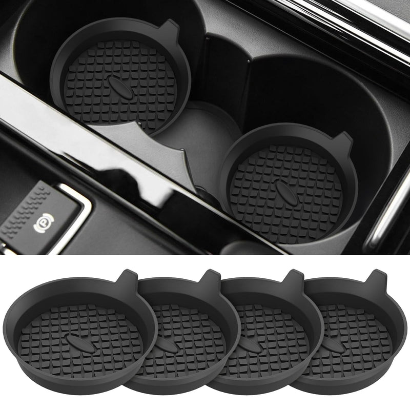 ME.FAN Car Cup Holder Coasters [4 Pack] Silicone Cups Mats, Automotive Universal Non-Slip Recessed Interior Accessories Black 4 Pack-black