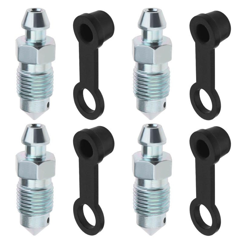 ECSiNG 4Pcs M10x1mm Bolt Bleed Screw with Dust Cap Disc Brake Caliper Exhaust Screw Galvanized Metal Bleed Screw Accessories for Motorcycles Cars Brake Pumps