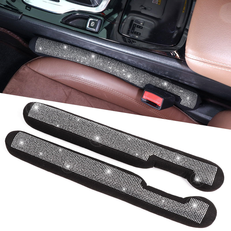 Bling Car Seat Gap Filler Universal Fit for Car SUV Truck, Set of 2 Handmade Crystal Diamond Rhinestone Seat Gap Blocker Bling Car Accessories for Women(Silver) A-Silver