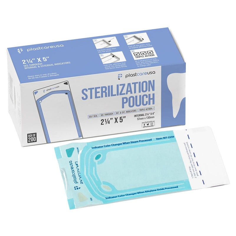1000 2.25 x 4 Inch Self Sterilization Autoclave Pouches for Cleaning Tools, Sterilizer Bags for Dental Offices, Pouch for Dentist Tools, 5 Boxes of 200 1000