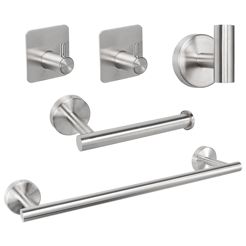 TocTen Bathroom Hardware Set, Thick Stainless Steel Bath Towel Bar Set Including Towel Rack for Bathroom+Toilet Paper Holder+3 Robe Towel Hooks Wall Mount Bathroom Accessory Set(16IN,Brushed Nickel) Brushed Nickel-16 In-thick-5 Pcs
