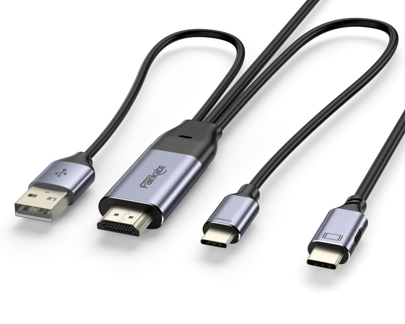 HDMI to USB C Cable 8.2FT 4K60Hz, HDMI Source and Power Supply to USB C Display Converter, for hdmi to Studio Display, Xbox PS5 Steam Deck Dock to Xreal Beam, Rayneo AR Glasses, Touchable Monitor straight
