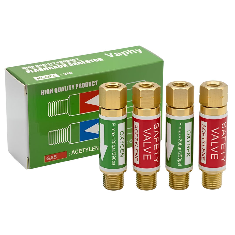 Oxygen and Acetylene Flashback Arrestors Set 2-Set Regulator End 9/16-18 Threads B Size G-2 Set