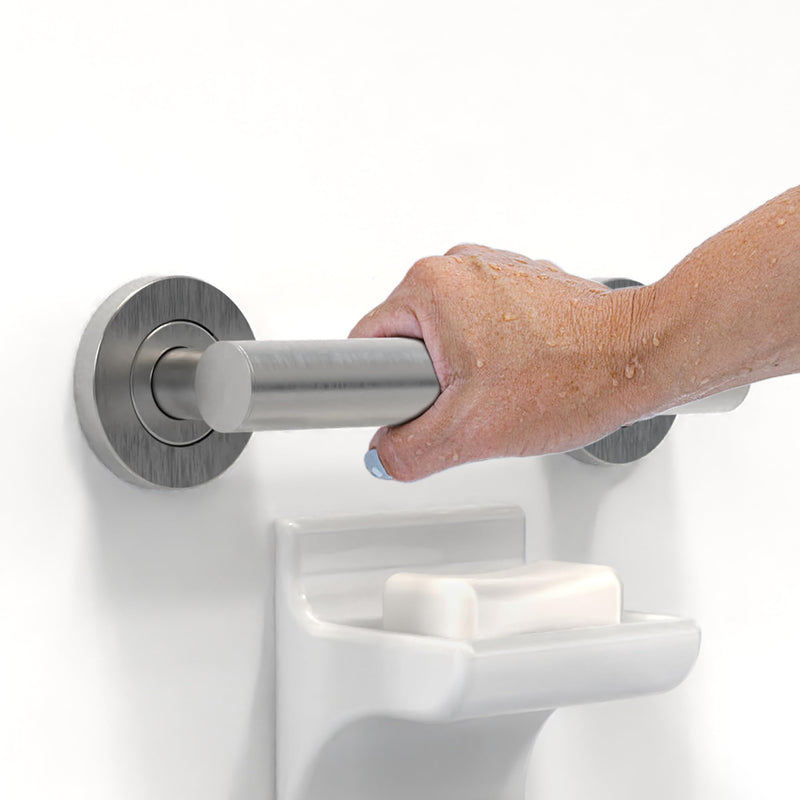 Bath, Shower and Toilet Safety Grab Bar for Seniors and Handicaps, ADA Compliant Mobility Aid Balance Assist Handle, Stainless Steel 9 Inch Brushed Nickel