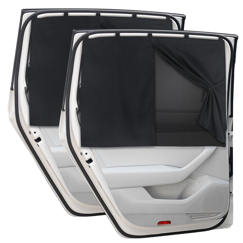 Car Window Shades, 2 PCS Magnetic Double Layer Car Sun Shade for Side Windows Full Shade/Half Shade Options Black Car Window Curtain for Baby (Black-2pcs) Black-2pcs