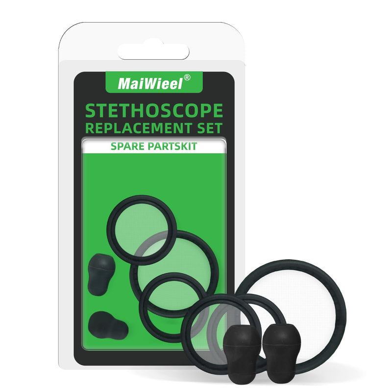 Stethoscope Spare Parts Kit-Black, Replacement Accessories Compatible with Littmann Classic III, Cardiology IV, Includes Adult&Pediatric Diaphragm, Ear Tips and Non-chill Bell Sleeve