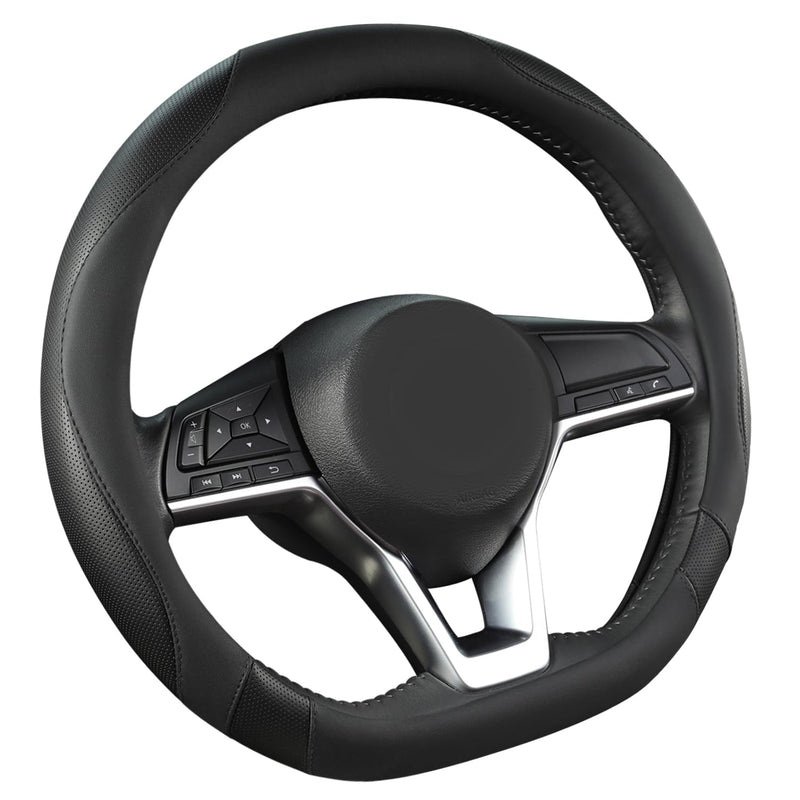 West Llama Flat Bottom Car Steering Wheel Cover for Nissan,D Shaped Steering Wheel Cover for Rogue,Altima,Kicks (Black-Standard Size) D-Shaped-Standard size (14 ½''-15'') B-Black