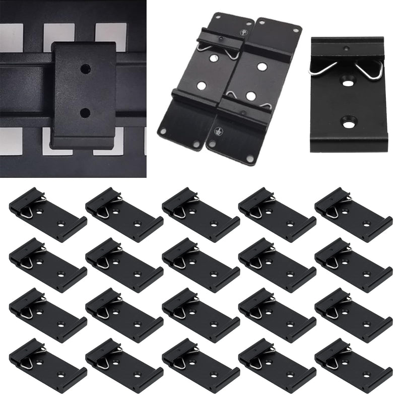CNQLIS Din Rail Mount Clip, 1.02" Width DIN Rail Mounting Clip Snap in Universal Mounting Bracket, 20Pcs Black Aluminum Alloy Relay Clip for 35mm Din Rail Switches and Injectors 1.02 inch 20
