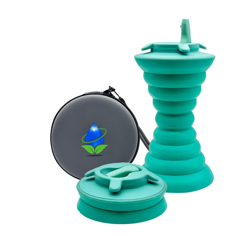 The Pocket Bidet® Teal Bundle: Portable Travel Bidet with Zip Case & Adjustable Neck Strap. Collapsible Design, Holds 500 ML, Easy to Spray, Flying Saucer Bidet for Men & Women, Fits in a Purse or Bag