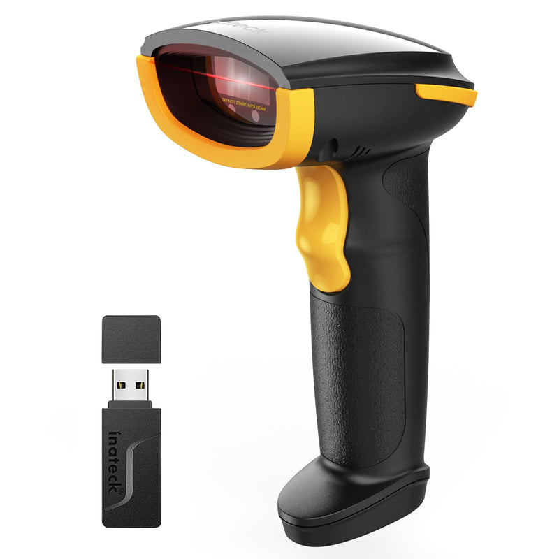 Inateck Wireless Barcode Scanner, Bluetooth Bar Code Scanner, 1D USB Barcode Reader Handheld, 1 Charge 3 Months, Scanner Barcode with APP and SDK Black