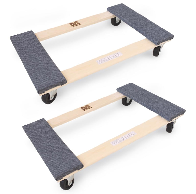 MaxWorks 50857 1320 lbs. Capacity 18 in. x 30 in. Hardwood Furniture Moving Dolly KD Version, Two Pack Natural 18 in x 30 in