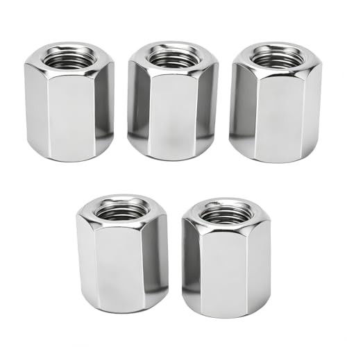 Tissting Hex Coupling Nut M16 x 2, 24mm OD, 30mm Length, 304 Stainless Steel - 5 Pcs Hex Rod Nuts for Threaded Bar Connection, Indoor & Outdoor Use M16x2x30MM