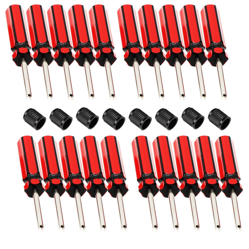 20 Pcs 6523339 Valve Core Removal Tool w/ 8 Tire Valve dust Cap Automotive Car Motorcycle Truck Bike Screwdriver Valve Stem Core Remover Tire Repair Install Tool