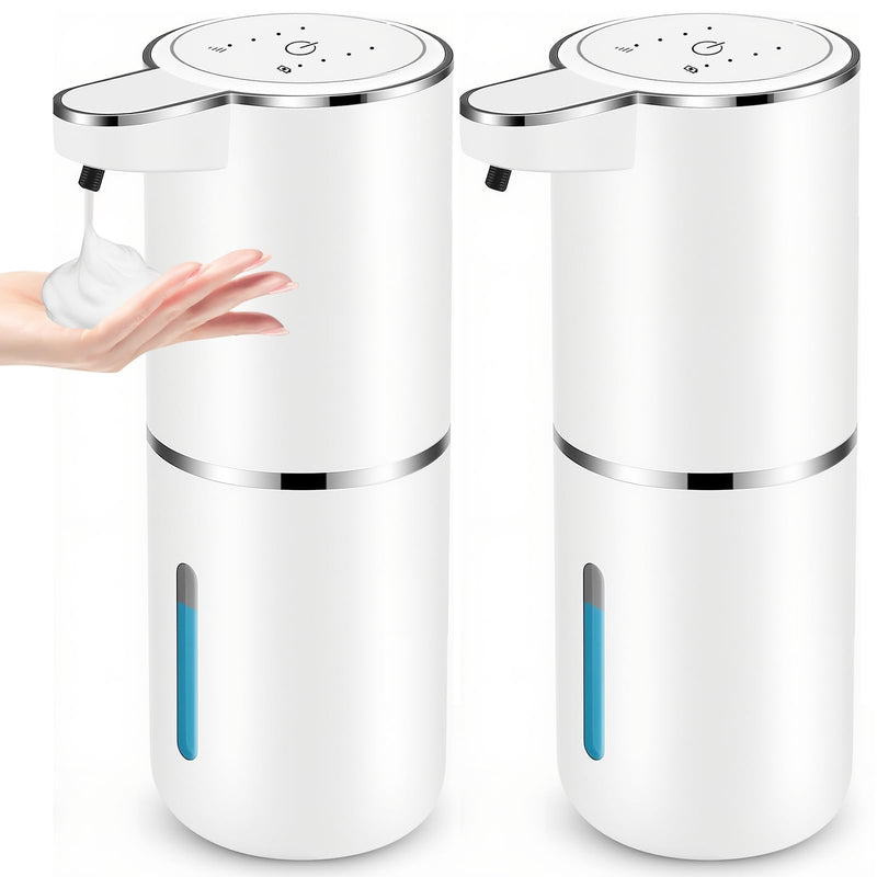 2 Pack Automatic Soap Dispensers,12.8oz/380ml USB Touchless Automatic Foaming Soap Dispenser,Rechargeabled Wall Mounted Smart Soap Dispenser for Bathroom Kitchen Dish Soap White Foam x2