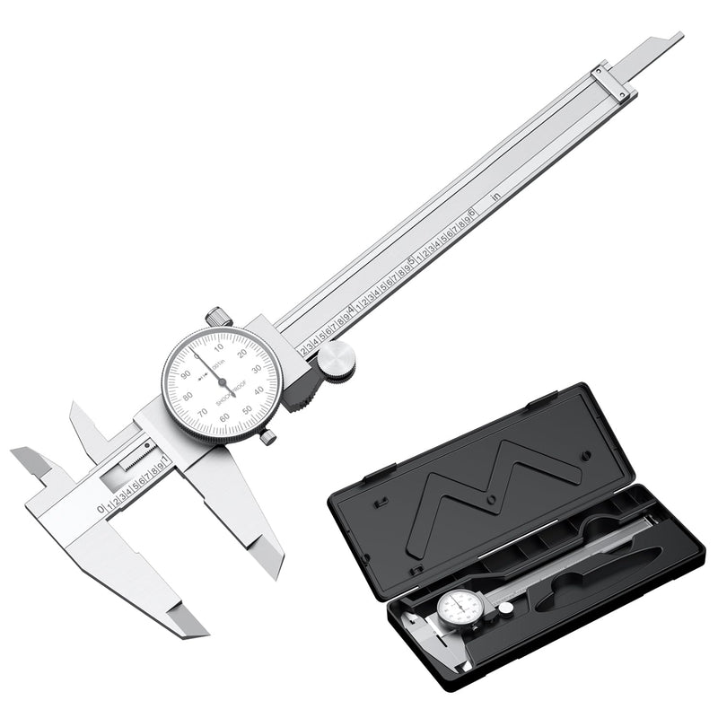 HDLNKAK Dial Caliper Shockproof Dial Caliper Precision Caliper with Watch 0-6" Range, 0.001” Resolution 6 Inch with 0.001" Precision Calipers 4-Way Measurement with Plastic Case Dial Caliper 0-6'' Range