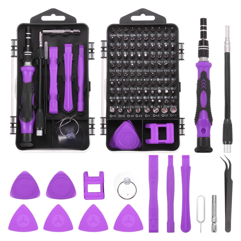 MECCANIXITY 115 in 1 Magnetic Precision Screwdriver Set Electronics Repair Tools Kit for Cellphone Mobile Phone Laptop PC Computer, Purple