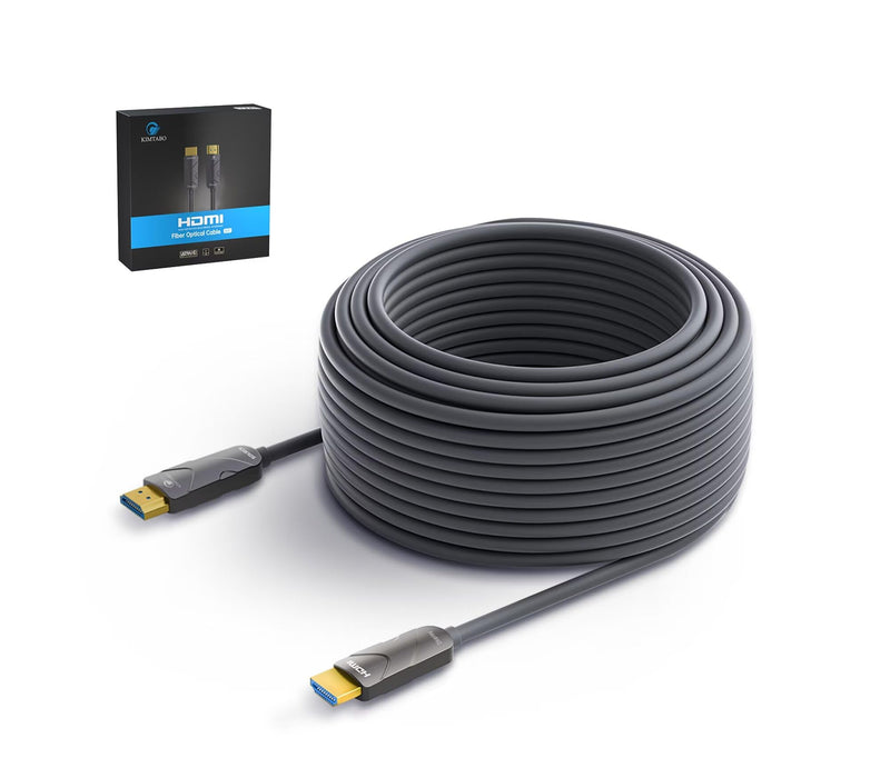 4K HDMI Cable 100 ft，Fiber Optic HDMI Cord (HDMI2.0b, 18Gbps, 4K 60Hz 4:4:4 RGB, 1080p), Ultra High Speed Uni-Directional Active Slim Cord, Compatible with PC Laptop PS3 PS4 Projector HDTV 100 feet 4K Grey 1