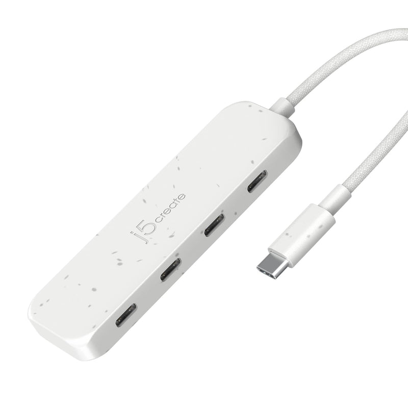 j5create 4-in-1 USB-C to 4-Port 10Gbps Type-C Hub, Eco-Friendly, Compatible with MacBook Pro, MacBook Air, iPad, Mac mini, Windows Laptop, and More(JCH345EW) Natural White