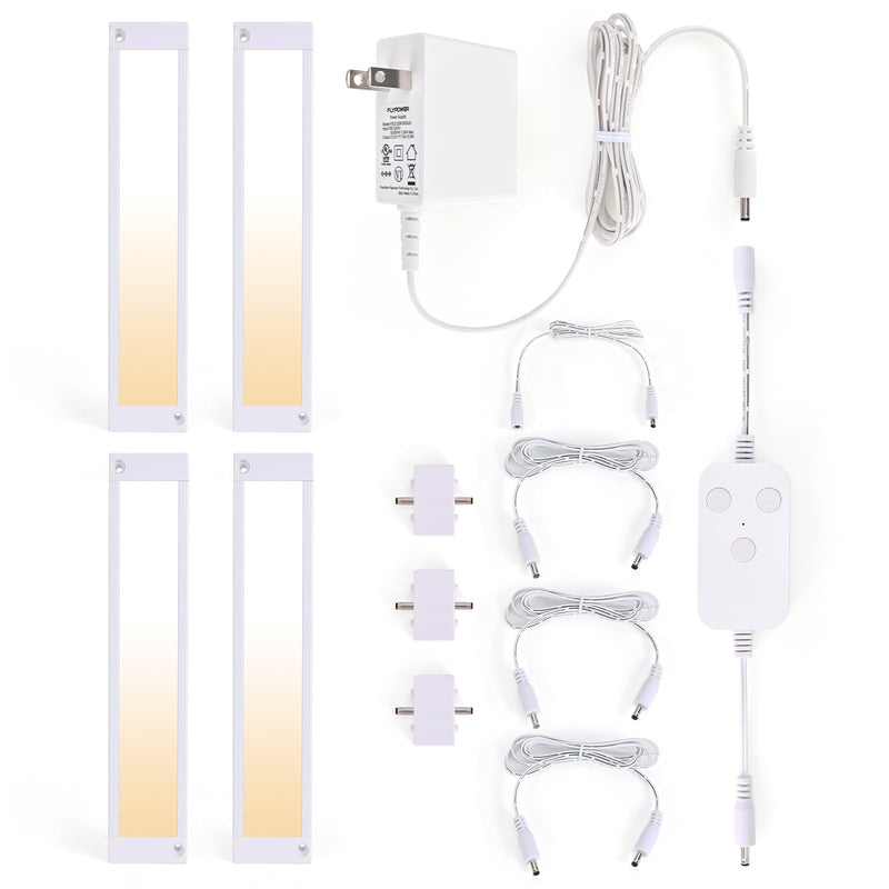 4pack 7inch Dimmable LED Kitchen Light Kit, 2700-6000K Smart Closet Cabinet Lighting Fixture APP Control, Work with Alexa, Google Assistant, for Under Counter, Garage, Pantry (White) White
