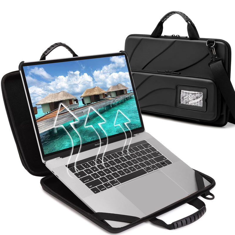 BUG 14.2-15.6 Inch Laptop Case Hard Shell, Protective Laptop Carrying Case with Stand for Heat Dissipation Black 14.1-15.6 inch