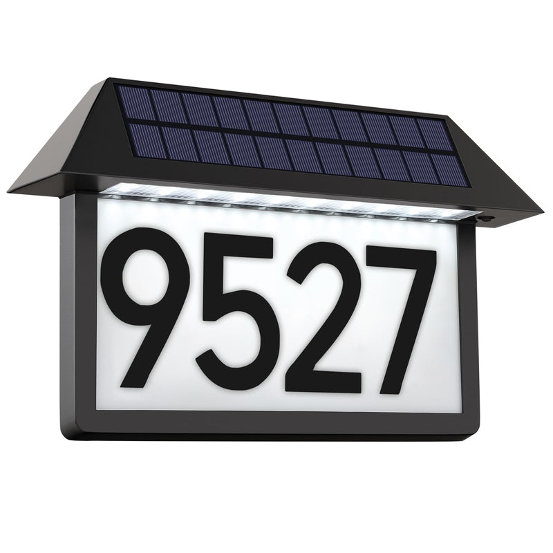 Solar Address Sign, Solar Powered Luminous House Number, Lighted Up Plaque Outdoor Waterproof for Patio Yard Home.