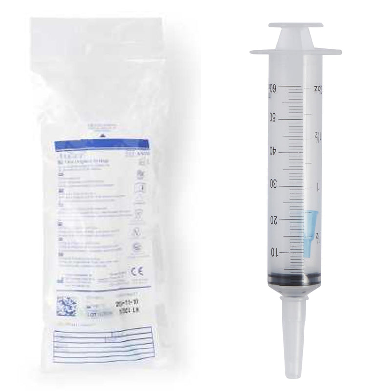60 cc Irrigation Syringe - 60mL Irrigation Syringe - Sterile - Flat Top - Small Tube AdaptOr - Tip Protector - 20 pk