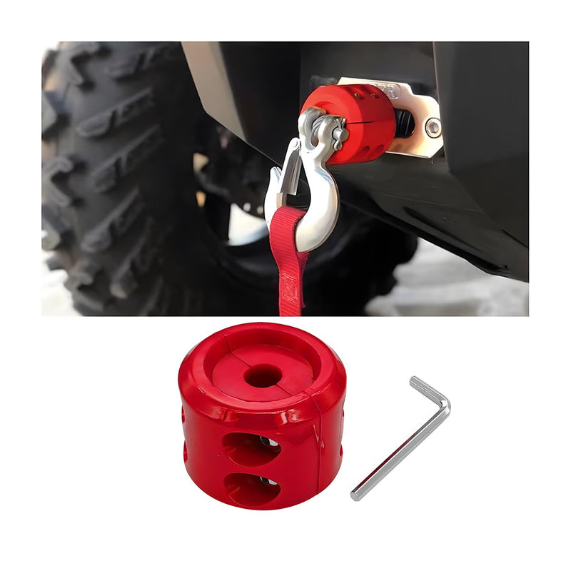 Car Rubber Winch Stopper for ATV UTV Truck, Cable Saver Hook Stopper Line for Synthetic Rope, Bump Shock Saver Dampener with Stainless Steel Screw and Nut, Quick Installation Tool (Red) Red