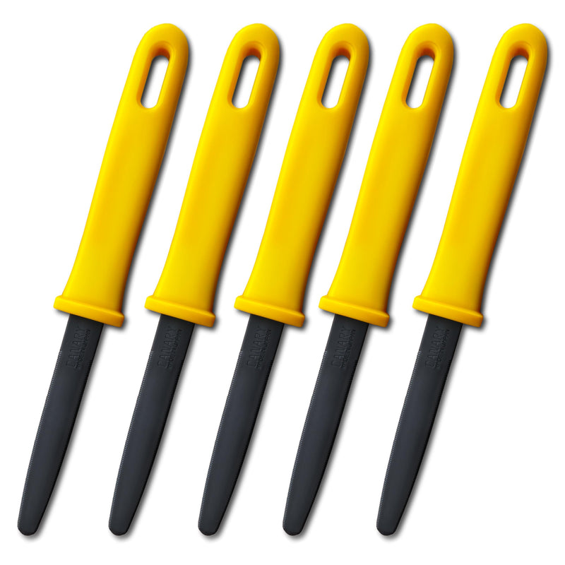 CANARY Cardboard Cutter with Non-Stick Coated Blade - 7.5" Box Cutter Utility Knife for Breaking Down Boxes & Opening Packages - Made in Japan, Yellow (Bulk 5-Pack) 5 PCS