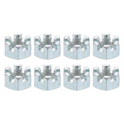 uxcell 8Pcs 1/2"-20UNF Hexagon Slotted Nut, Grade 6.8 Zinc Plated
