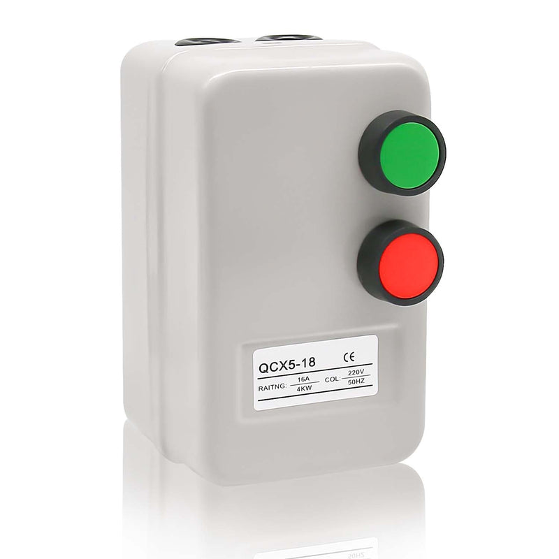 Magnetic Electric Motor Starter - 220/240V 4KW 10-16AMP - 5.5 HP Single Phase Magnetic Starter for Motors (Button Switch) 220V 4KW 5.5 HP 1 Phase(Button Switch)