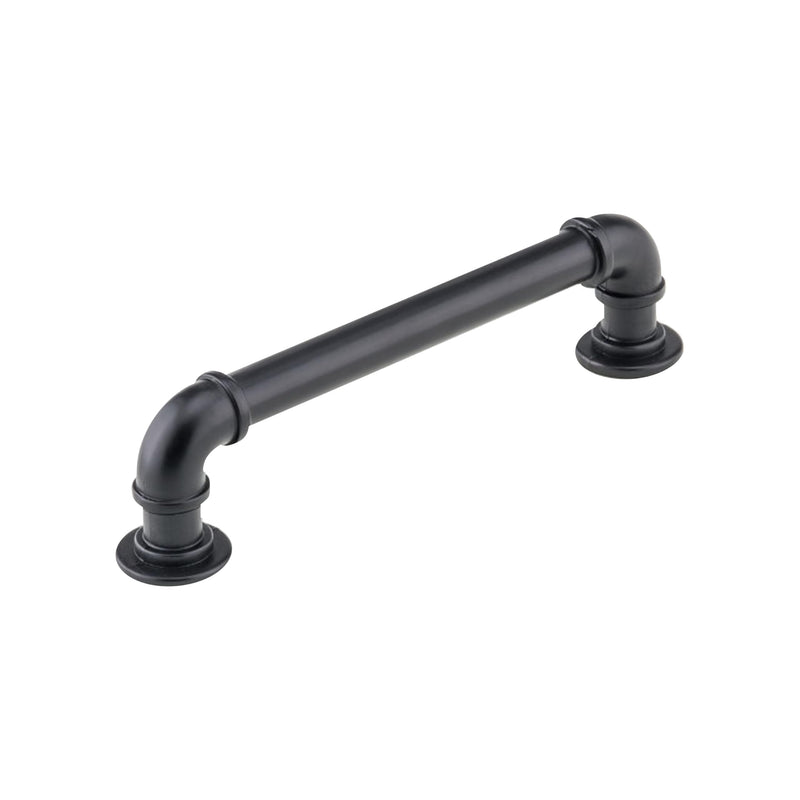 Rok 5 Pack Matte Black Industrial Pipe Style Kitchen Cabinet Pulls - 5-1/32" (128mm) Center, 6 Inch Length - Farmhouse Hardware Handle P9022128MB 5-1/32" (128mm) Center To Center