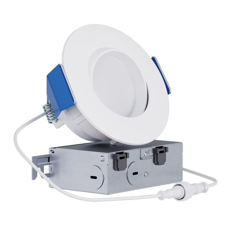 HALO RA 4 in Canless LED Recessed Downlight with Adjustable Gimbal, Selectable Lumens and Selectable Color Temperatures, Dim-to-Warm Technology, Damp Location Rated - RA4LS9FSD2W1EWHDM White