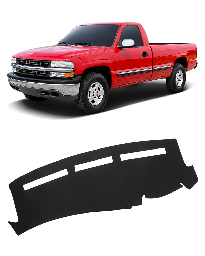 FIILINES Dash Cover for 1999-2006 GMC Sierra/Chevrolet Silverado, 2000-2006 GMC Yukon XL/Chevy Suburban Tahoe Avalanche, Dashboard Cover Mesh Dash Mat Black