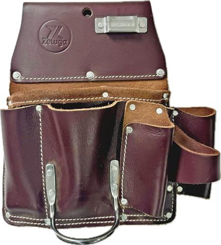 Zeluga 11 Pocket Pro Leather Drywall Pouch, Cherry Left Hand
