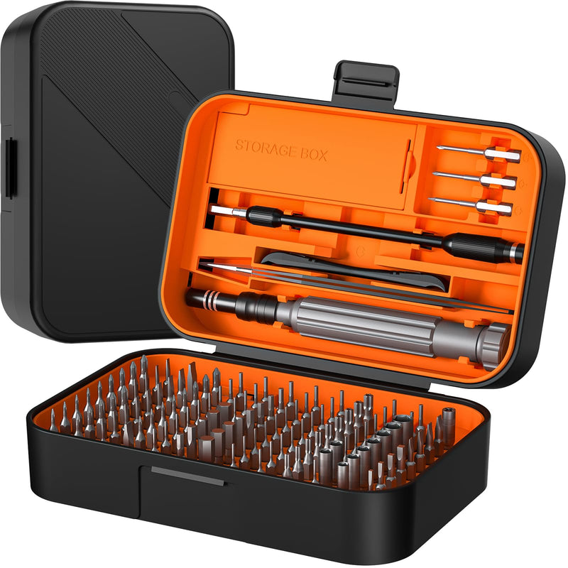 LIFEGOO Precision Screwdriver Set, 150 in 1 Magnetic Screwdriver Set with mini built-in box, Repair Tool Kit for Computer, Laptop, iPhone, Macbook, PC, PS5, Xbox Controller, Jewelers, Glasses Orange 150 in 1 orange