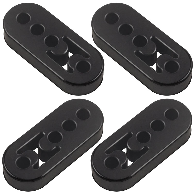 Rubber Exhaust Hanger 4 Pack, 4 Holes Adjustable Muffler Hanger, Universal Muffler Exhaust System, Insulator Bushing Mount, Weather-Proof High Density Tail Pipe Hanger