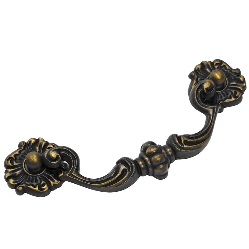 4-Pack 4.5" C-C Bail Drawer Pull Drop Dresser Pull Antique Brass Swing Drawer Handle Vintage Style 4 1/2" 115 mm Centers (4,Antique Brass)