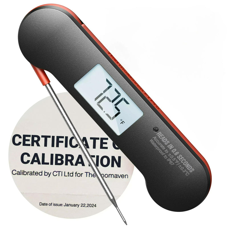 ThermoMaven Professional Meat Thermometer Digital, 0.6 Sec Instant Read, ±0.5℉ NIST Certified Accuracy, 100% Waterproof, Bright Backlit, Temperature Indicator for Grill, BBQ, Smoker 0.6 Seconds