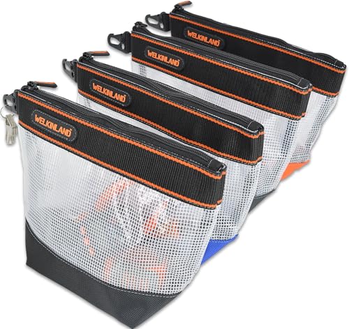 WELKINLAND 10-Inch Clear Tool Pouch Organizer, 4-Pack Zippered Tool Pouch