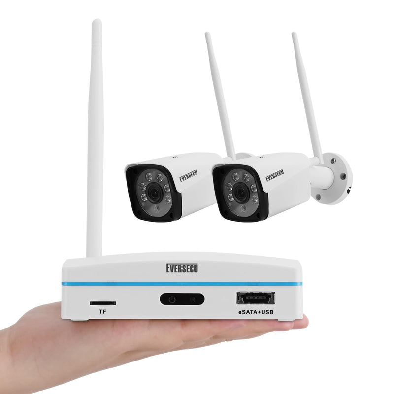 Expandable 8CH Mini NVR & Security Cameras System-2pcs 2K Outdoor Cameras & 1pcs 8CH Wifi NVR Kit, Face capture/Record&Playback, Intrusion Detection, SD Card or External HDD For Recording, Remote View