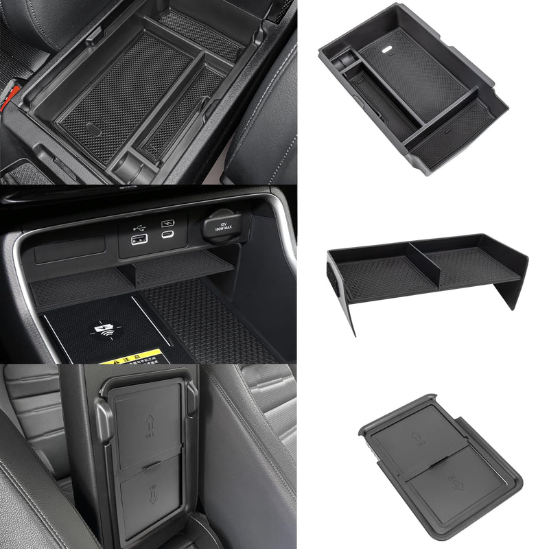 3PCS Center Console Organizer Compatible with 2026 2025 2024 2023 Honda CRV Armrest Storage Box Armrest Hidden Storage Box Secret Compartment Insert Tray Interior Accessories 3 Pcs Center Console Organizer