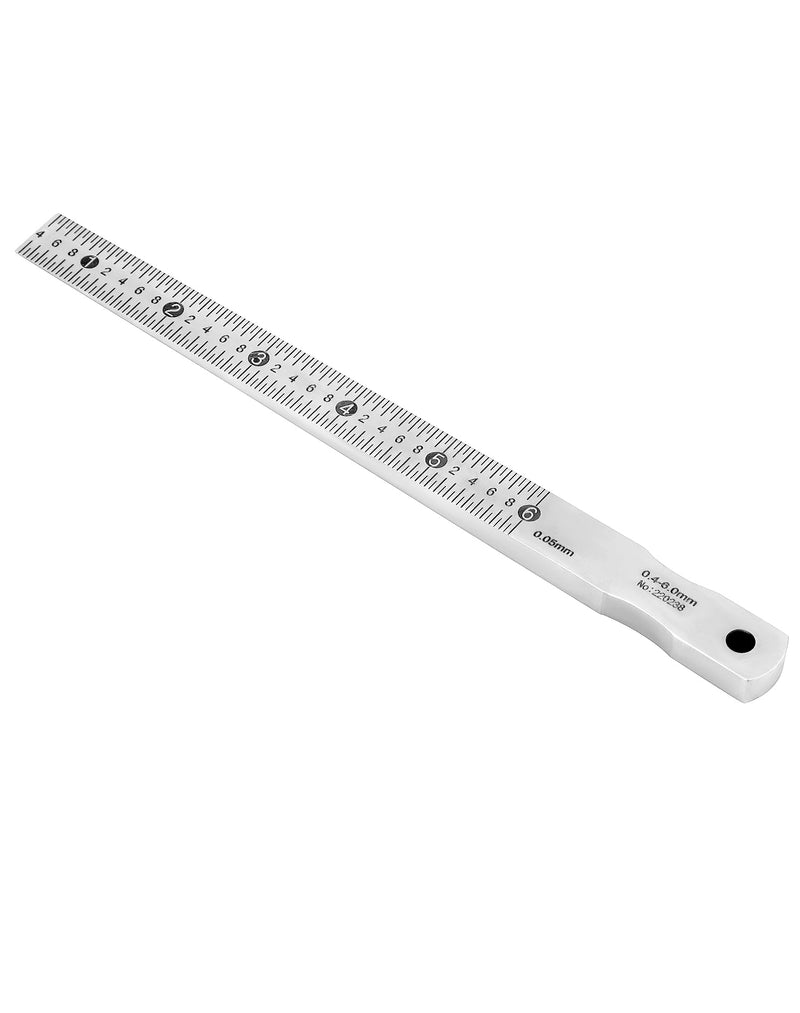 QWORK Taper Gauge Gap Gage Welding Wedge Feeler Gauge Gap Feeler Wedge Gauge Gap Hole Measure Tool 0.4-6mm - Carbon Steel with Chrome Plating