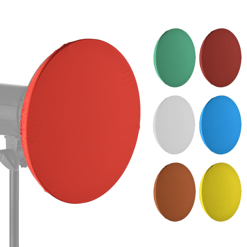 Andoer 7 Pieces 55cm Photography Light Shade Fabric Soft Diffuser Cover Blue/Red/Green/White/Yellow/Brown/Purple Compatible for Studio Strobe Mount Bowen Standard Reflector